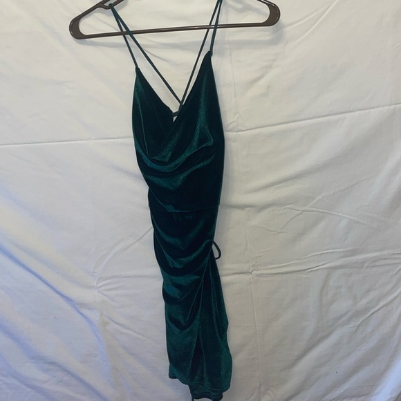 LUCY IN THE SKY | Velvet Dress in Hunter Green | Size Small - Picture 3 of 5